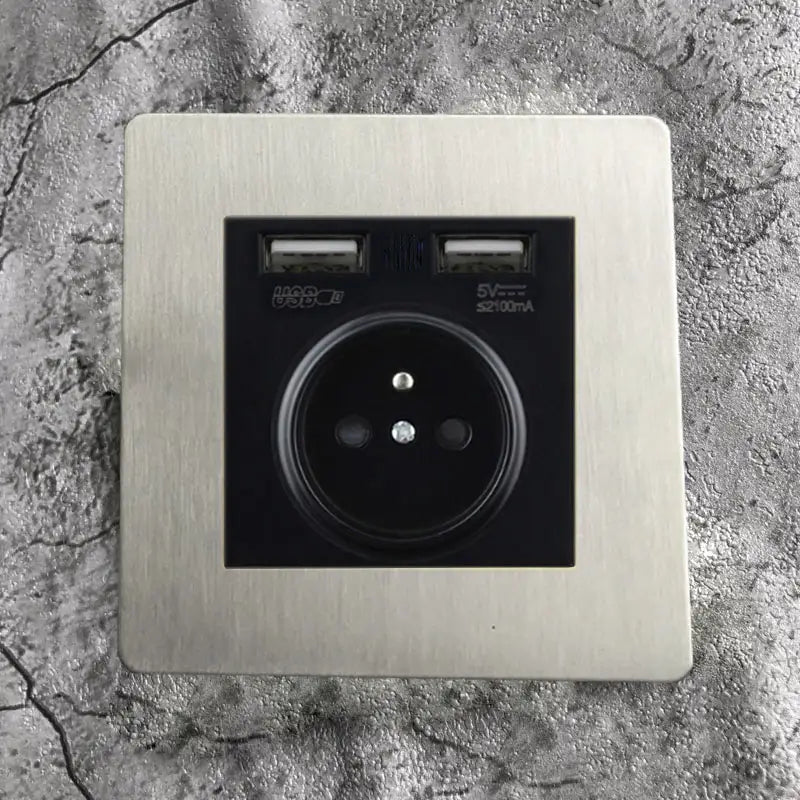 Matte Stainless Steel Wall Switch - USB & EU Outlet | sitezone test 02