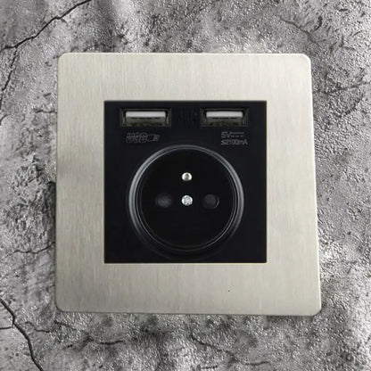 Matte Stainless Steel Wall Switch - USB & EU Outlet | sitezone test 02
