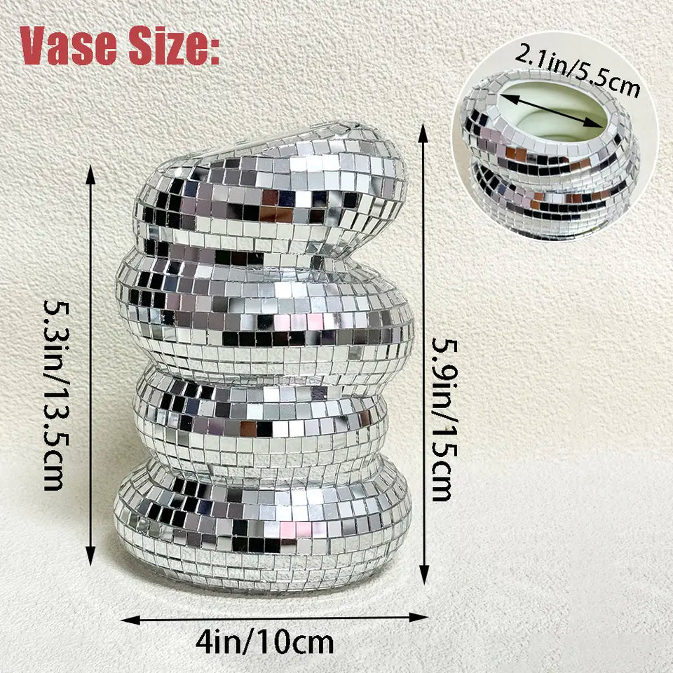 Disco Ball Vase – Glamorous Mirrored Decor for Flowers