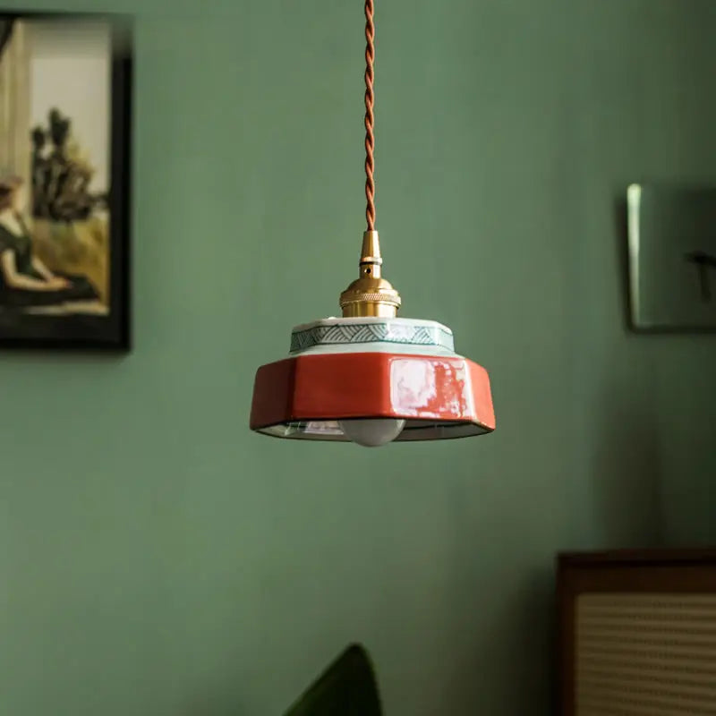 Vintage Ceramic Pendant Light - Hand-Painted Copper Finish | sitezone test 02