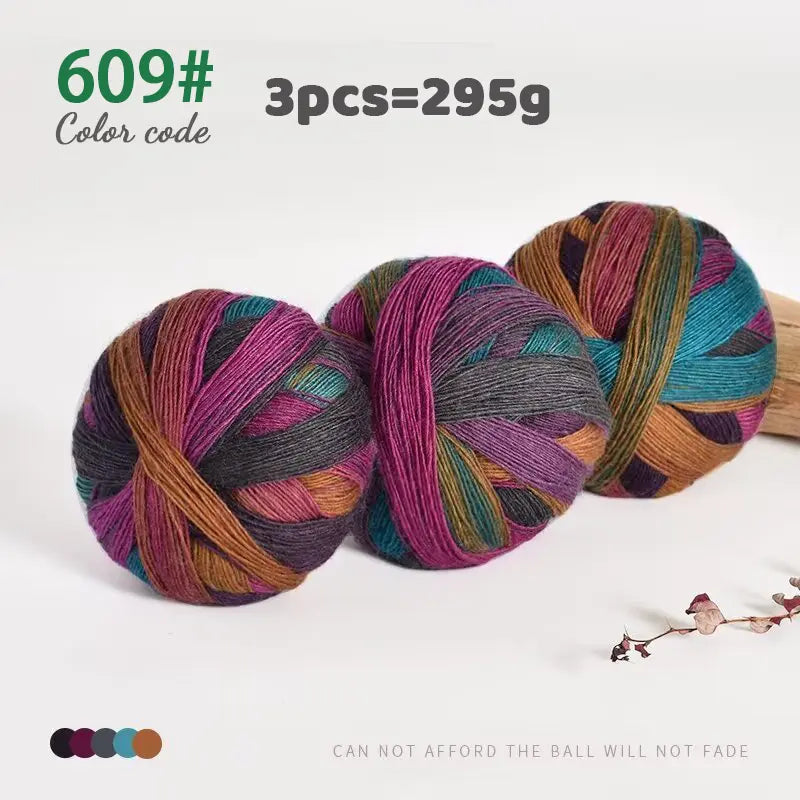 Rainbow Gradient Yarn - 295g Colorful Wool for Knitting