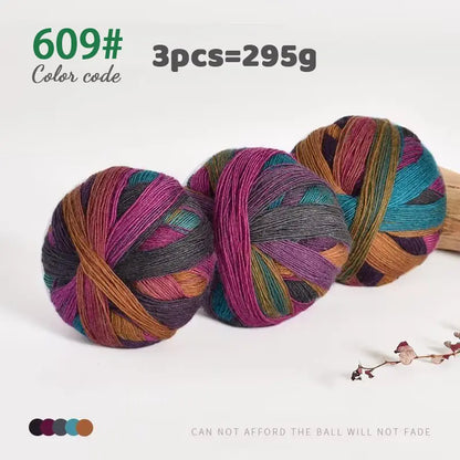 Rainbow Gradient Yarn - 295g Colorful Wool for Knitting
