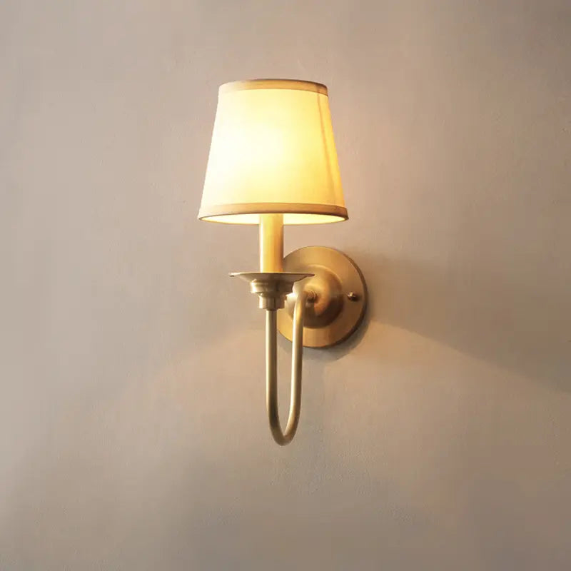 Full Copper Wall Lamp, Nordic Bedroom Lighting, American Classic Style.