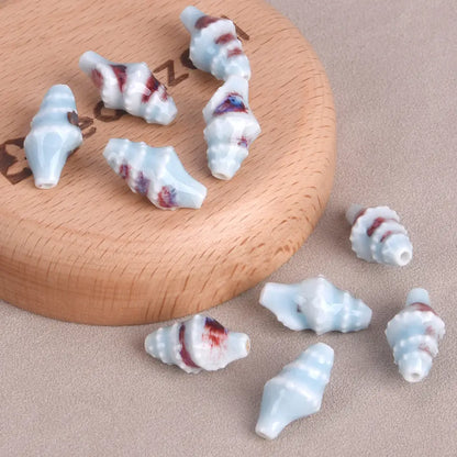 Ocean Conch Beads - Colorful Ceramic for Jewelry Making