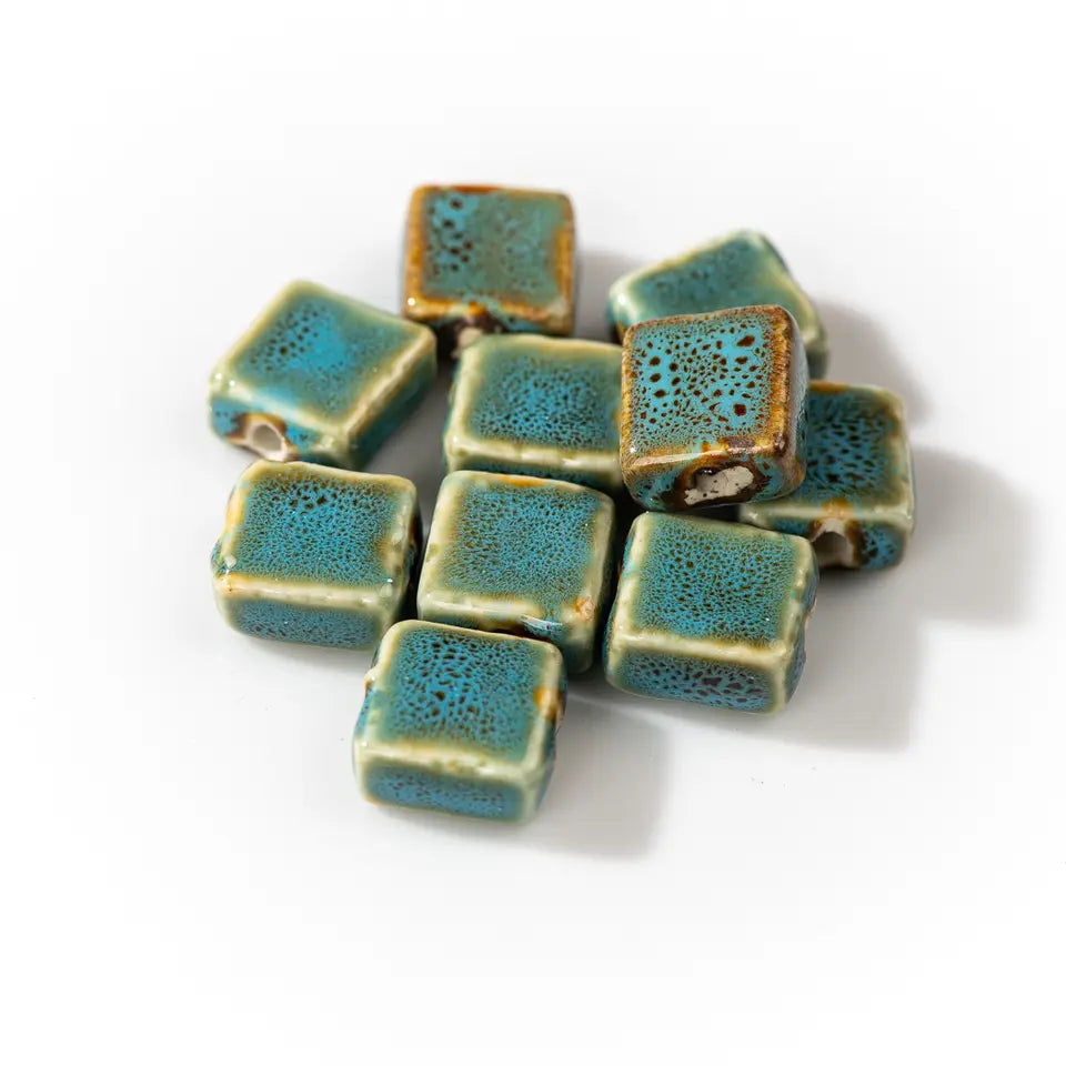 Pink Ceramic Square Beads – Handmade Jewelry Making Supplies