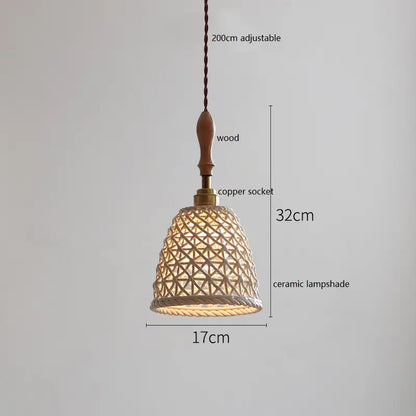 IWHD Schmetterling Keramik LED Pendelleuchte neben Holzgriff Kupfer Sockel Home Decor Schlafzimmer Esszimmer Wohnzimmer Licht Hängelampe