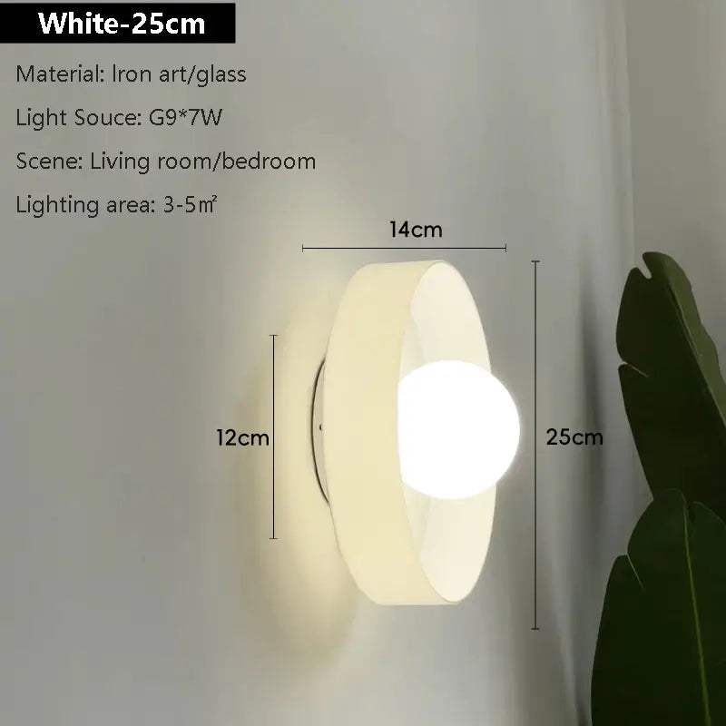 Minimalist Wall Lamp – Round Glass for Bedroom & Living Room