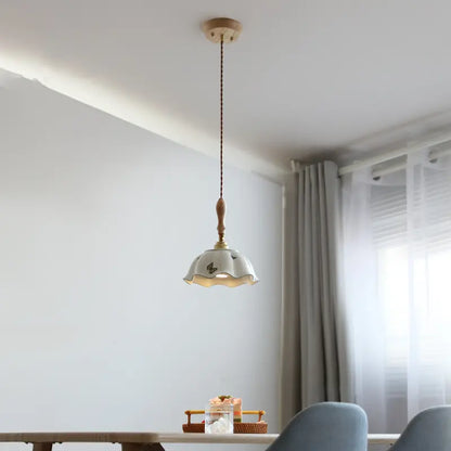 IWHD Schmetterling Keramik LED Pendelleuchte neben Holzgriff Kupfer Sockel Home Decor Schlafzimmer Esszimmer Wohnzimmer Licht Hängelampe