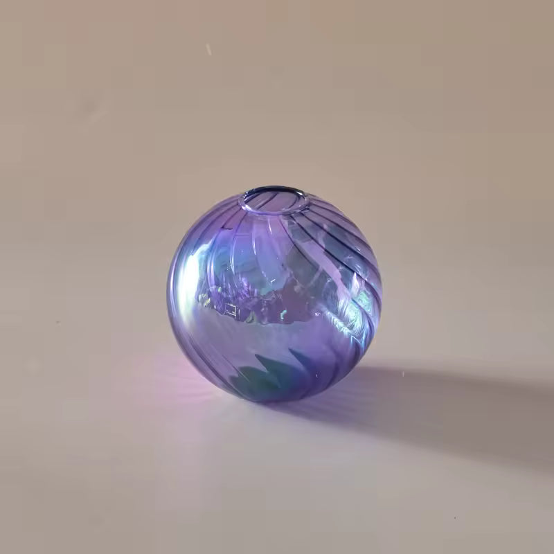 Iridescent Glass Vase - Modern Ball Vase Home Decor