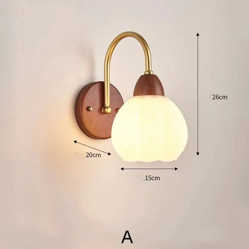 Modern Wooden Wall Lamp – LED Bedside Reading Light