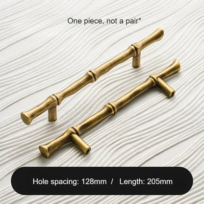 Satin Brass Cabinet Handle – Bamboo Design, Modern Upgrade