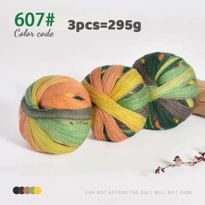 Rainbow Gradient Yarn - 295g Colorful Wool for Knitting