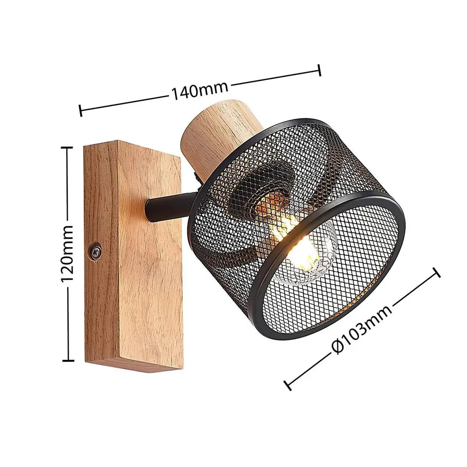 Modern Wooden Wall Sconce – Black Finish, for Bedroom