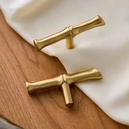 Satin Brass Cabinet Handle – Bamboo Design, Modern Upgrade