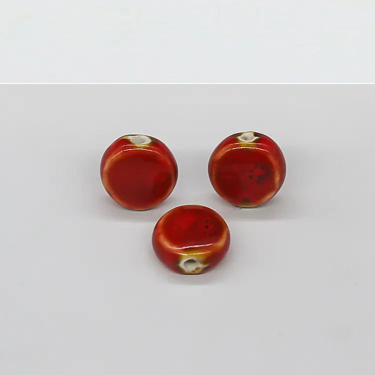 Ceramic Spacer Beads - 15x7mm Round Porcelain for Jewelry