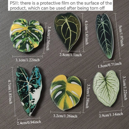 Tropical Fridge Magnets - Begonia Monstera, Kawaii Plants, 6-Piece Set