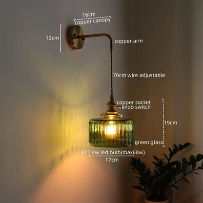Vintage Green Glass Wall Sconce – Pull Chain Switch | sitezone test 02