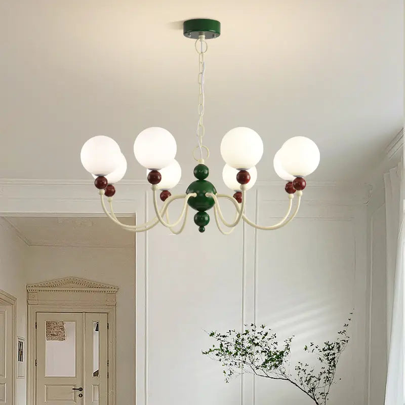 Cream Glass Chandelier - Modern Pendant Light for Any Room