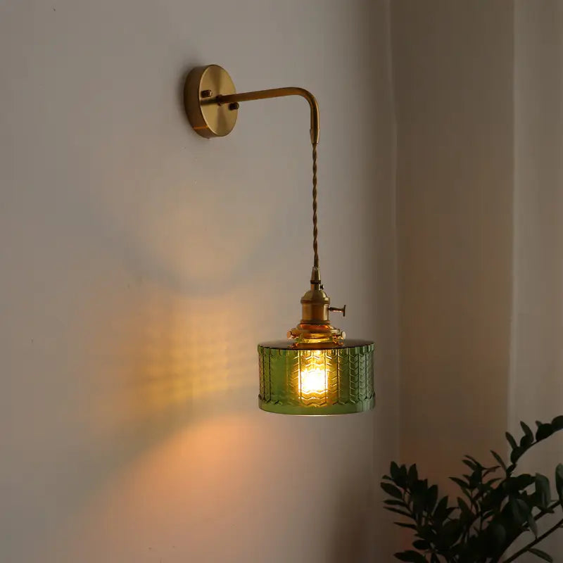 Vintage Green Glass Wall Sconce – Pull Chain Switch | sitezone test 02
