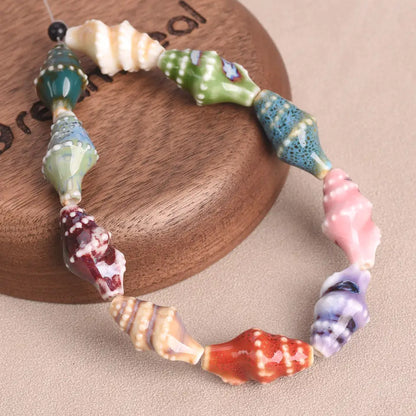 Ocean Conch Beads - Colorful Ceramic for Jewelry Making
