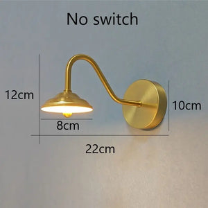 Golden Curved Wall Sconce – Plug-in LED for Bedroom | sitezone test 02