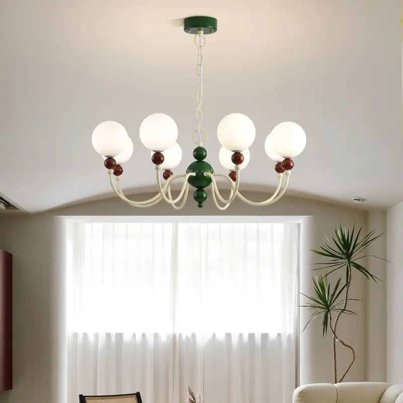 Cream Glass Chandelier - Modern Pendant Light for Any Room