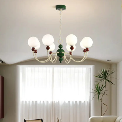 Cream Glass Chandelier - Modern Pendant Light for Any Room