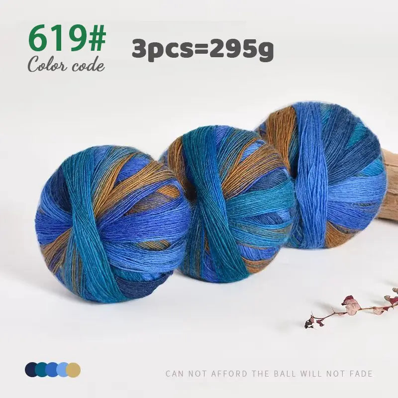 Rainbow Gradient Yarn - 295g Colorful Wool for Knitting