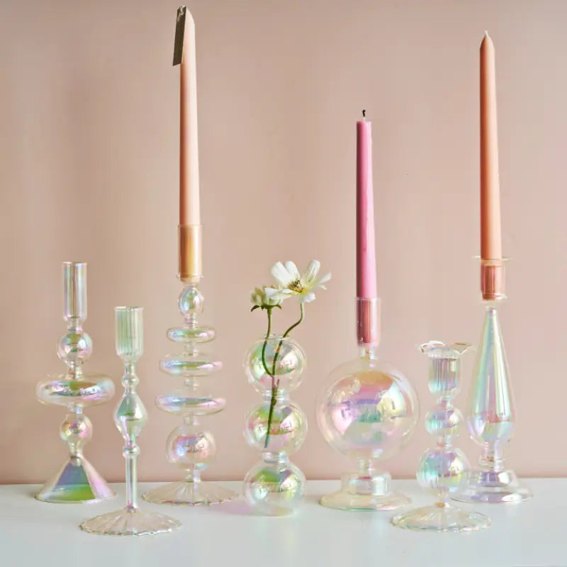 Nordic Rainbow Glass Candle Holder For Wedding Décor