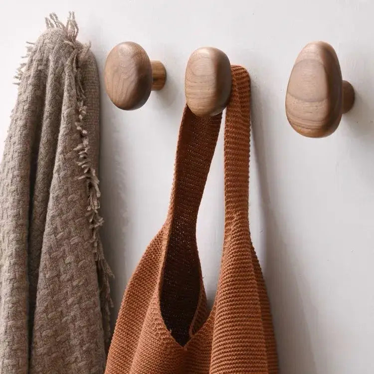 Scandinavian Wood Coat Hook – Pebble Design, Wall Mount