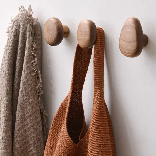 Scandinavian Wood Coat Hook – Pebble Design, Wall Mount