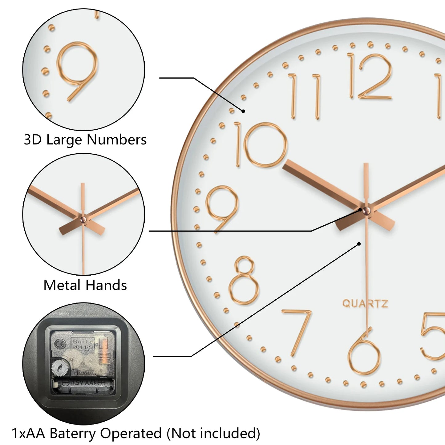 Minimalist Quartz Wall Clock – Silent, Modern Design