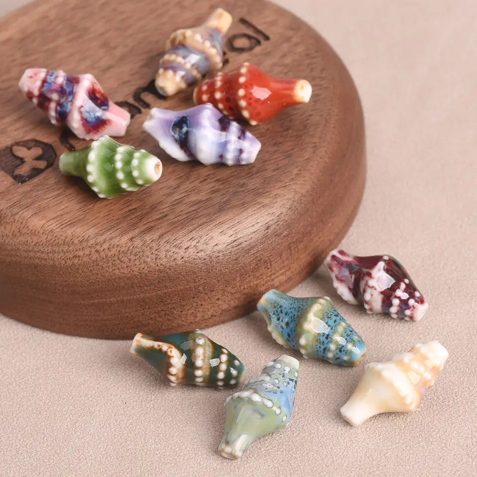 Ocean Conch Beads - Colorful Ceramic for Jewelry Making
