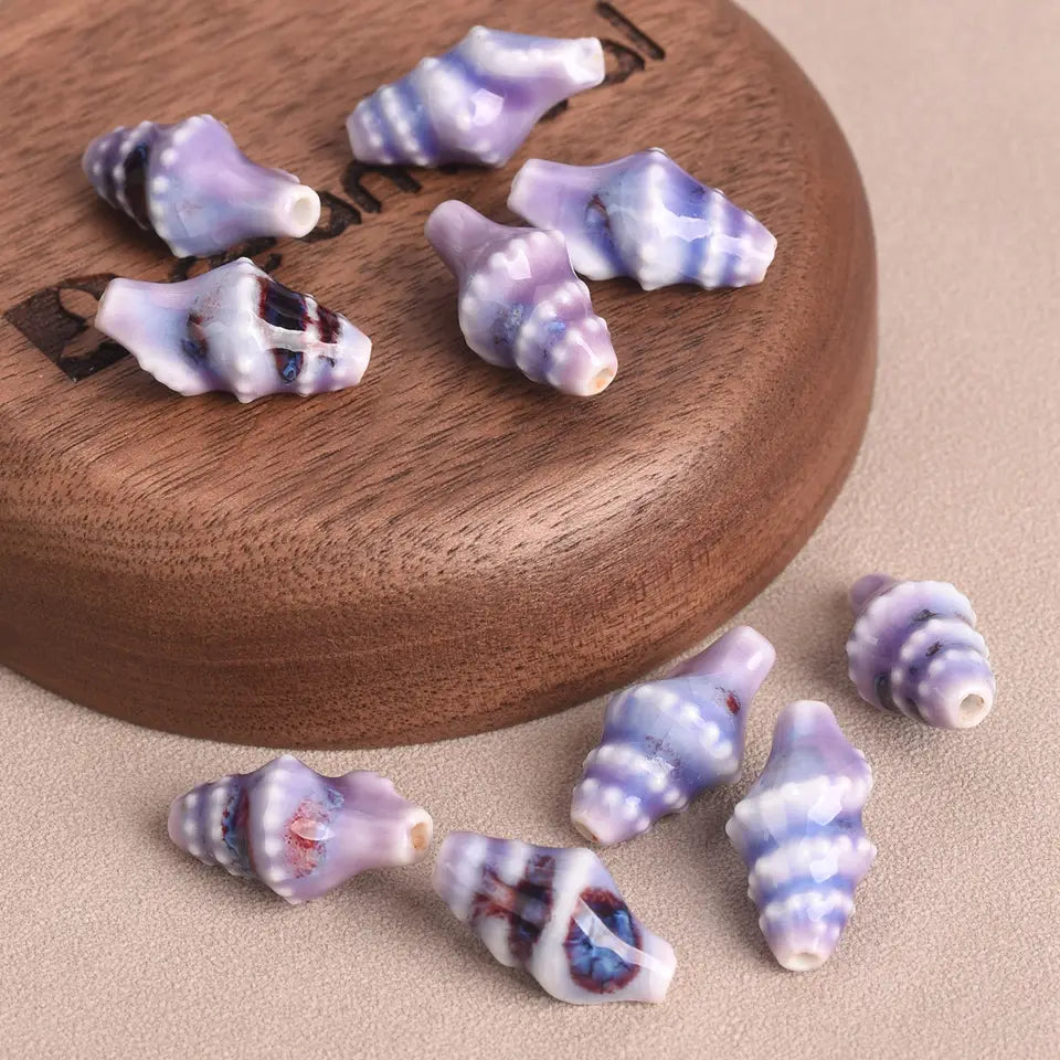 Ocean Conch Beads - Colorful Ceramic for Jewelry Making