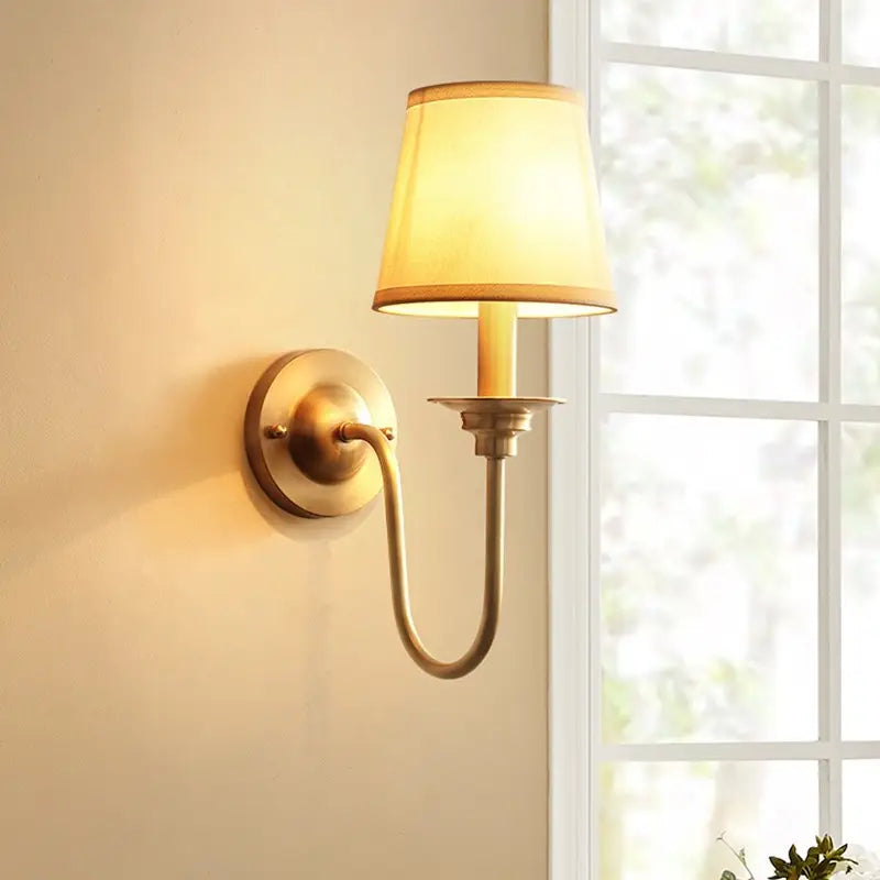 Full Copper Wall Lamp, American Classic Bedroom Bedside Nordic Living Room Corridor Lighting