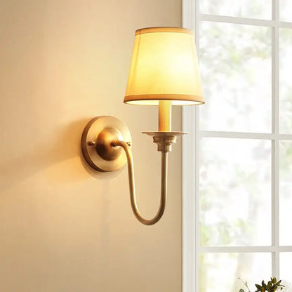 Full Copper Wall Lamp, American Classic Bedroom Bedside Nordic Living Room Corridor Lighting