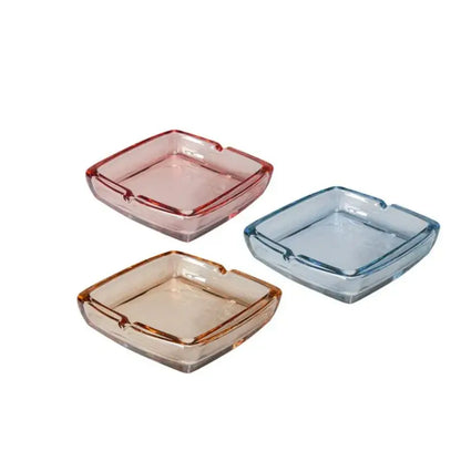 Square Glass Ashtray - Windproof Design for Home & Bar