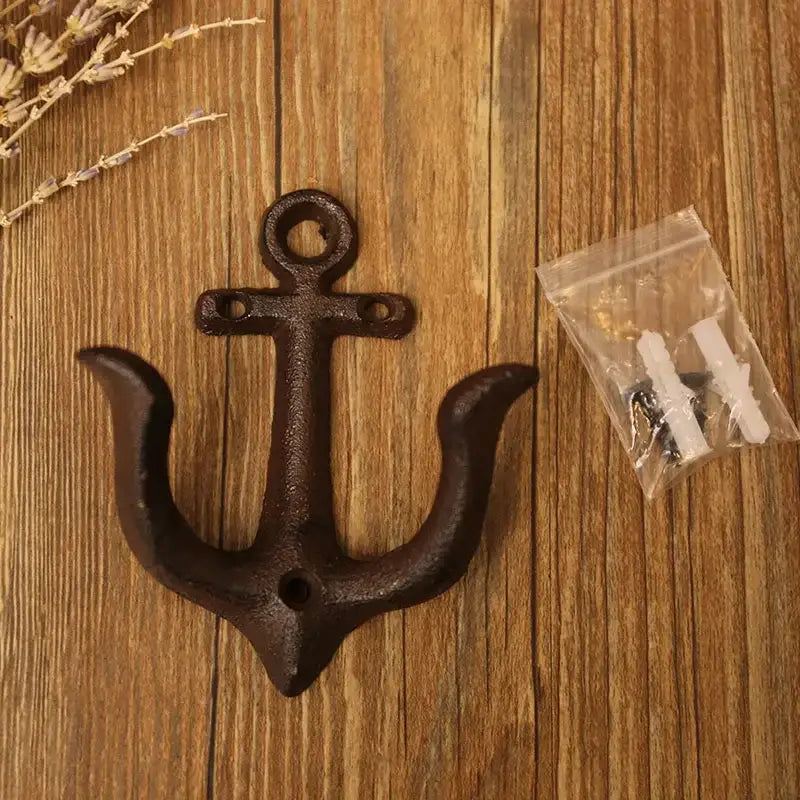 Anchor Wall Hook Rack - Rustic Cast Iron for Entryway | sitezone test 02