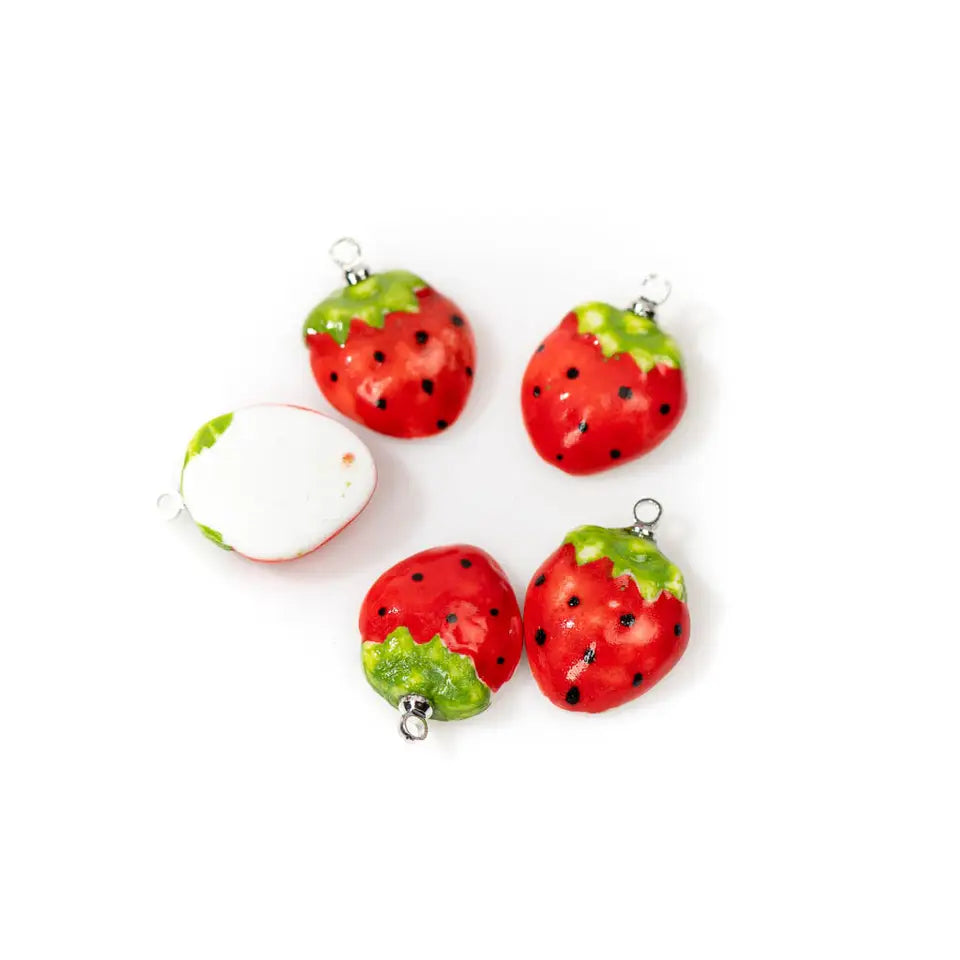 Strawberry Ceramic Beads - Retro Jewelry Pendant