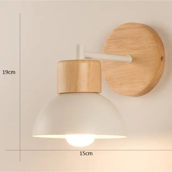 Nordic Wood Wall Sconce - LED & Warm Light for Bedroom