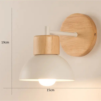 Nordic Wood Wall Sconce - LED & Warm Light for Bedroom