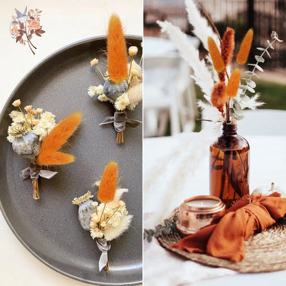 Dried Rabbit Tail Grass Bouquet - Natural Wedding Decor