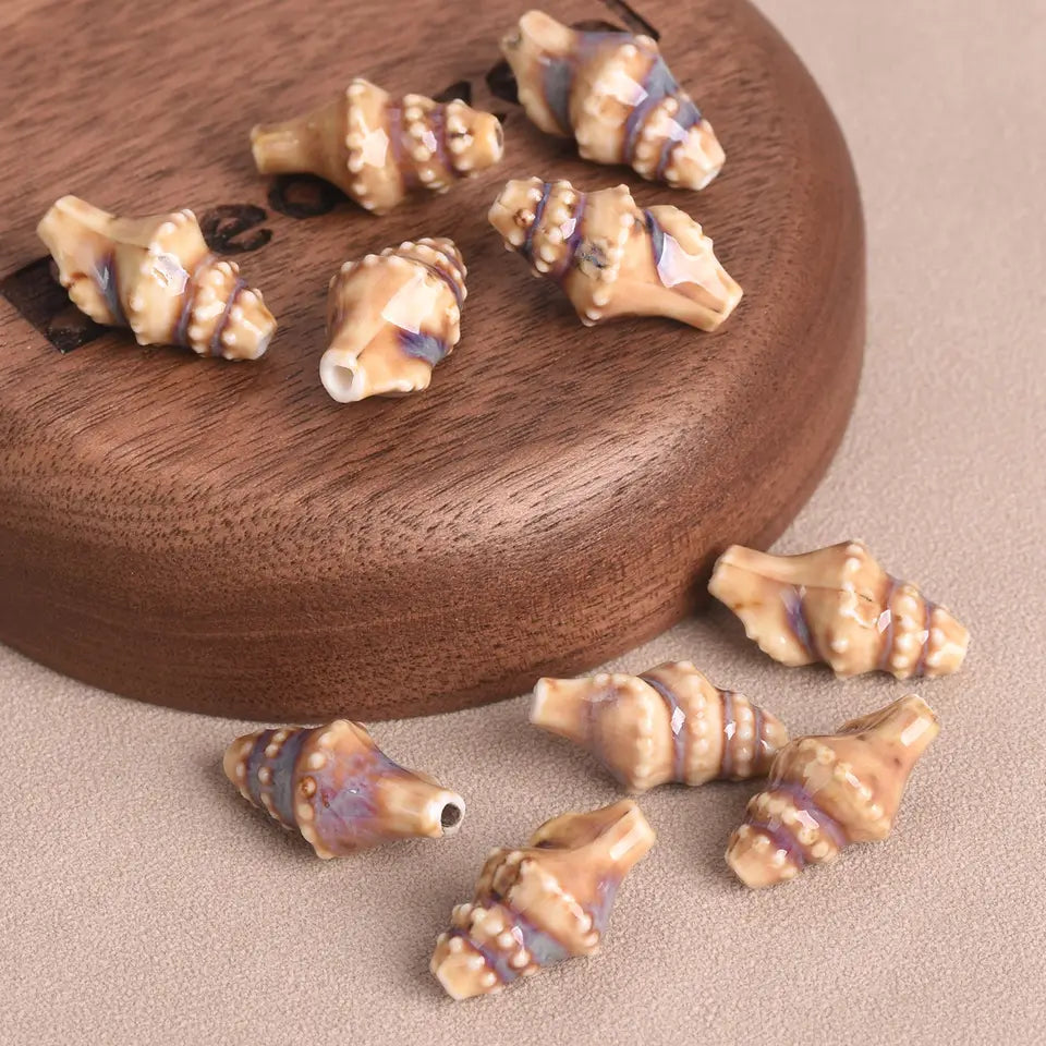 Ocean Conch Beads - Colorful Ceramic for Jewelry Making