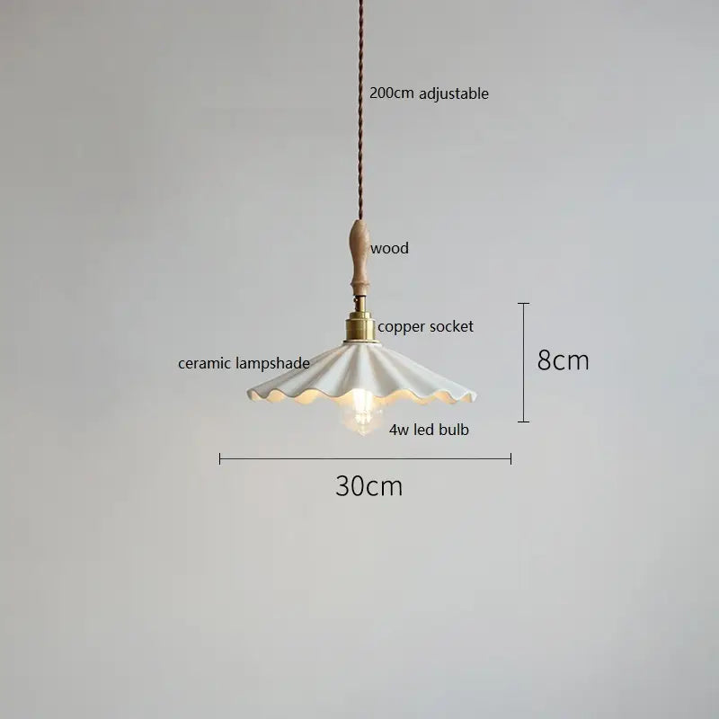 IWHD Schmetterling Keramik LED Pendelleuchte neben Holzgriff Kupfer Sockel Home Decor Schlafzimmer Esszimmer Wohnzimmer Licht Hängelampe