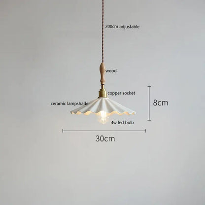 IWHD Schmetterling Keramik LED Pendelleuchte neben Holzgriff Kupfer Sockel Home Decor Schlafzimmer Esszimmer Wohnzimmer Licht Hängelampe