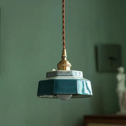 Vintage Ceramic Pendant Light - Hand-Painted Copper Finish | sitezone test 02