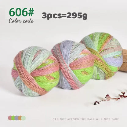 Rainbow Gradient Yarn - 295g Colorful Wool for Knitting