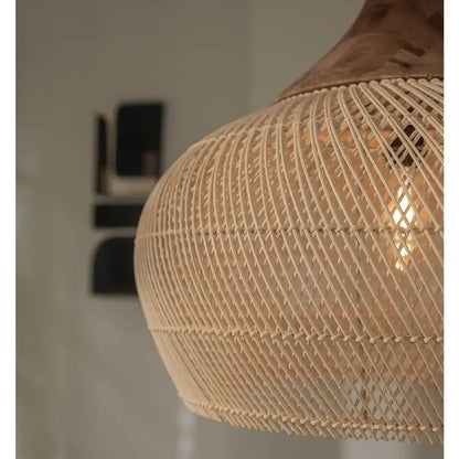 Rattan Pendant Light – Wabi-Sabi Style for Dining Room