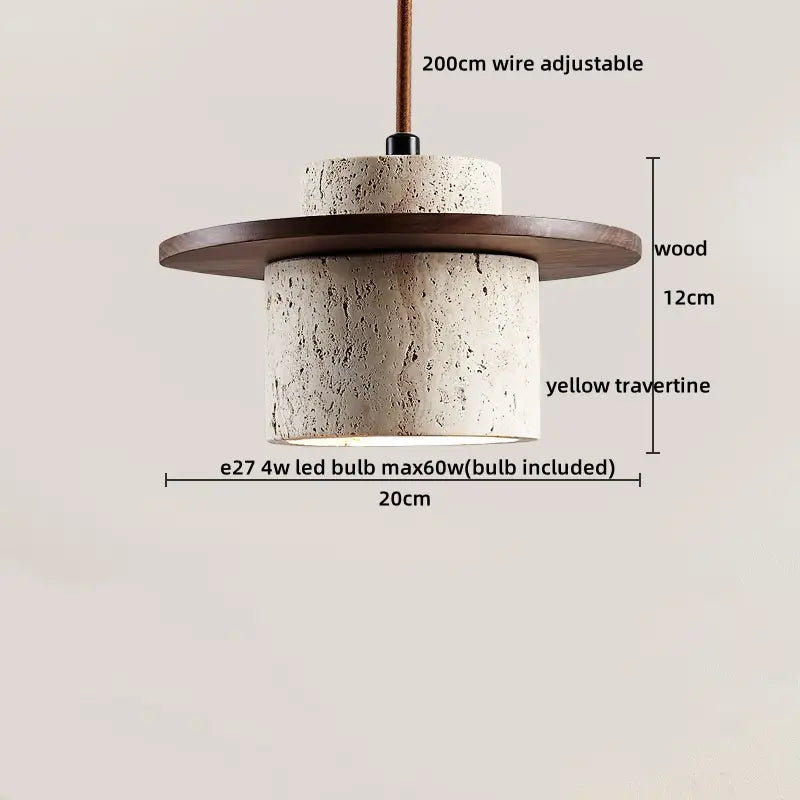 IWHD Cave Stone LED Pendant Lights Fixtures Yellow Travertine Restaurant Bedroom Living Room Modern Hanging Lamp Chandelier