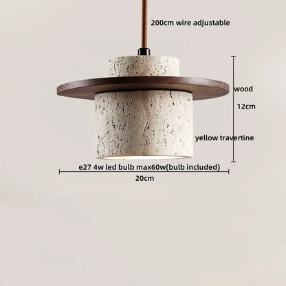 IWHD Cave Stone LED Pendant Lights Fixtures Yellow Travertine Restaurant Bedroom Living Room Modern Hanging Lamp Chandelier